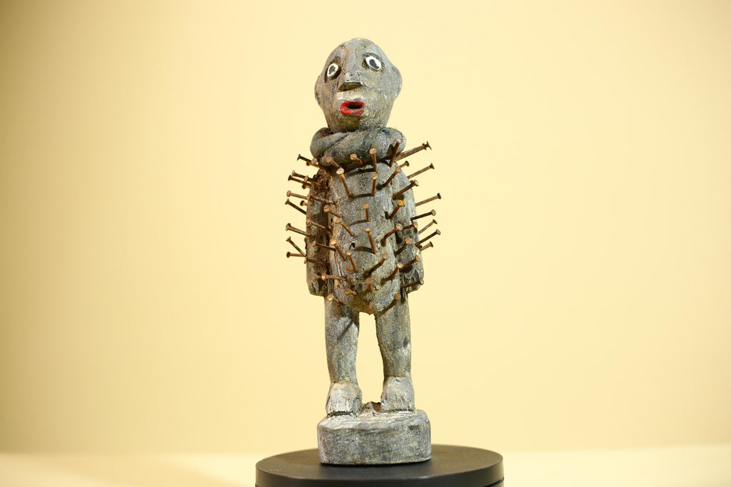 Tribal Congo Nkisi Nkondi Statue African Carved Wood Nail Ritual Figure Art-G5874