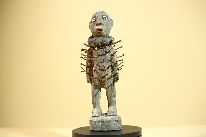 Tribal Congo Nkisi Nkondi Statue African Carved Wood Nail Ritual Figure Art-G5874