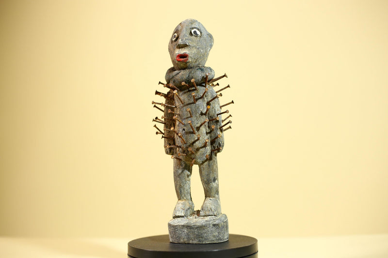 Tribal Congo Nkisi Nkondi Statue African Carved Wood Nail Ritual Figure Art-G5874