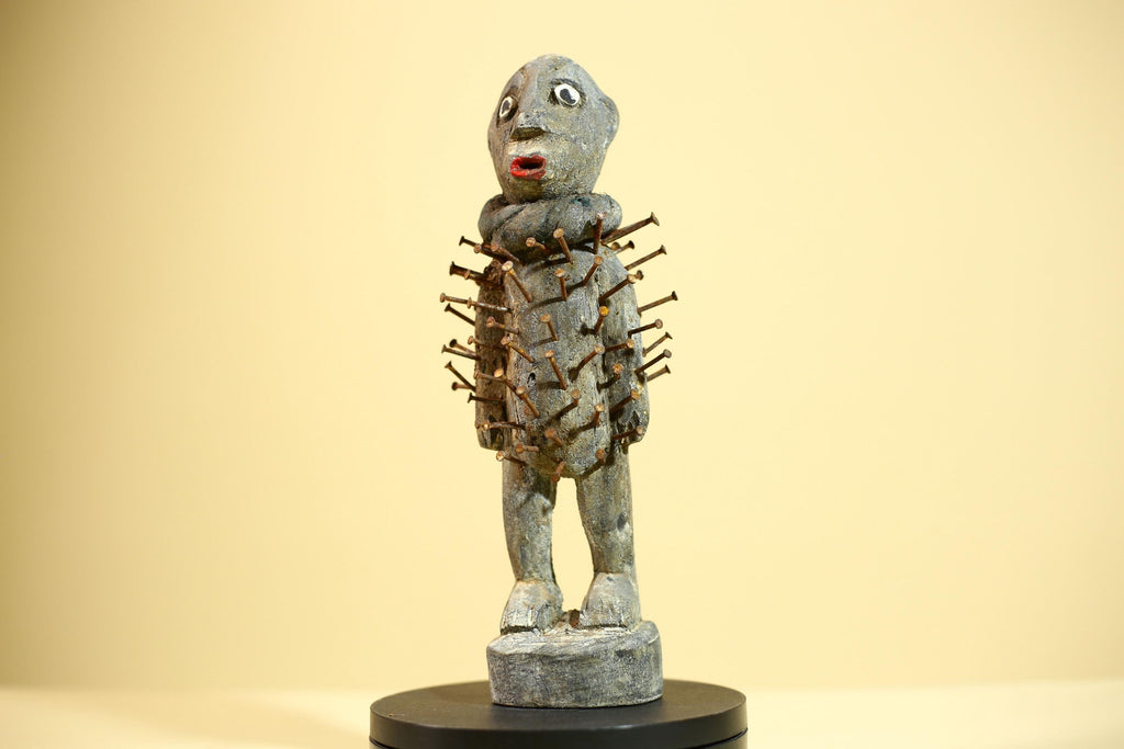 Tribal Congo Nkisi Nkondi Statue African Carved Wood Nail Ritual Figure Art-G5874