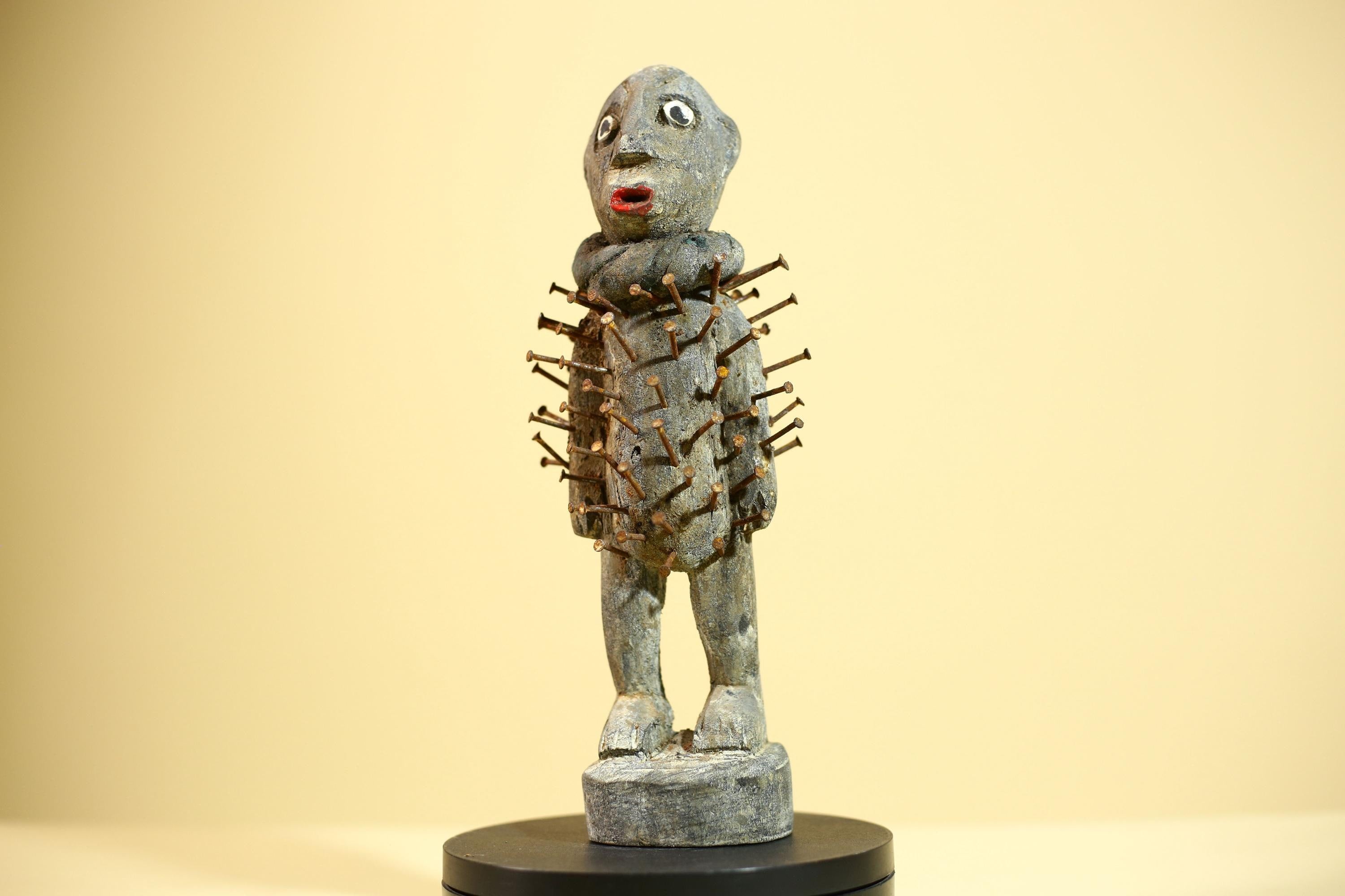 Tribal Congo Nkisi Nkondi Statue African Carved Wood Nail Ritual Figure Art-G5874