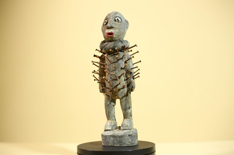 Tribal Congo Nkisi Nkondi Statue African Carved Wood Nail Ritual Figure Art-G5874