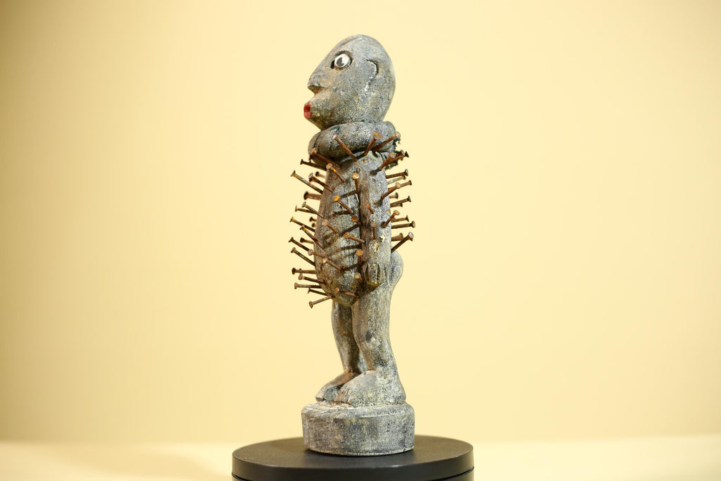 Tribal Congo Nkisi Nkondi Statue African Carved Wood Nail Ritual Figure Art-G5874