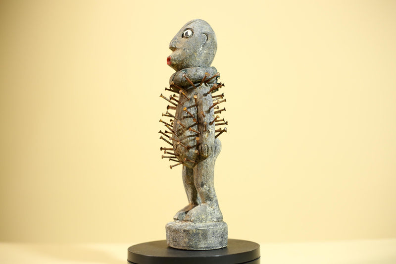 Tribal Congo Nkisi Nkondi Statue African Carved Wood Nail Ritual Figure Art-G5874