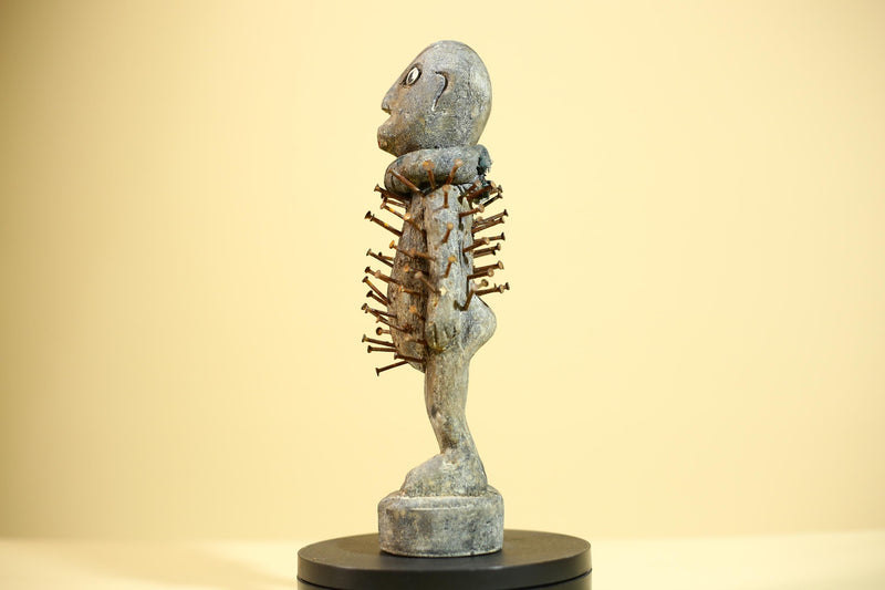 Tribal Congo Nkisi Nkondi Statue African Carved Wood Nail Ritual Figure Art-G5874