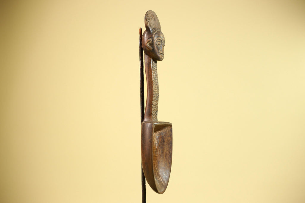 Baule Ritual Spoon African Wooden Ladle Côte d’Ivoire Tribal Art Sculpture-G5877