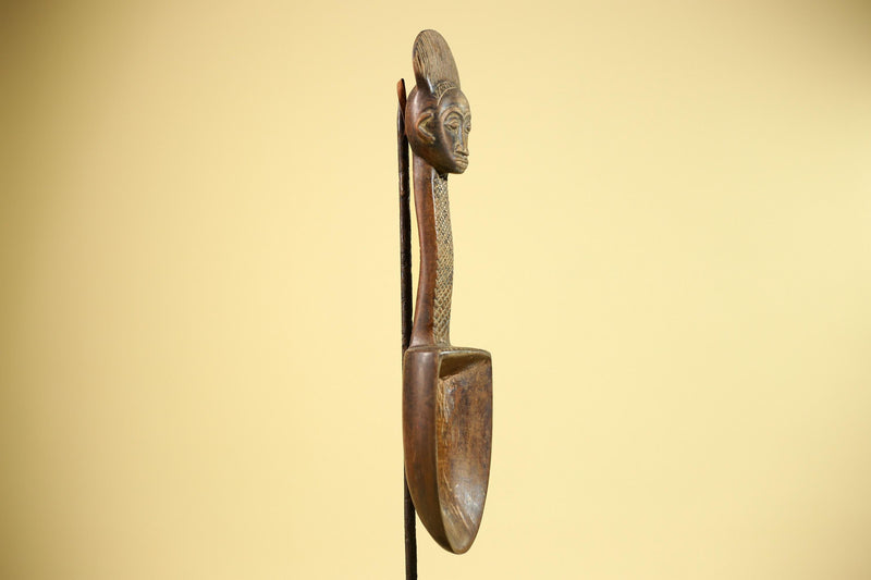 Baule Ritual Spoon African Wooden Ladle Côte d’Ivoire Tribal Art Sculpture-G5877