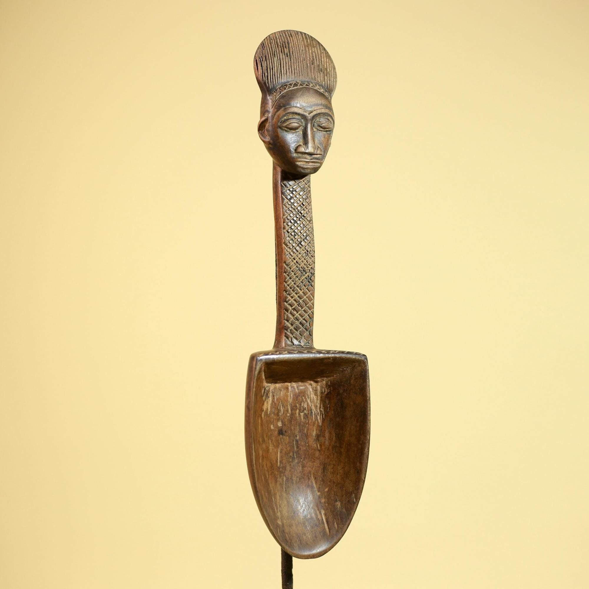 Baule Ritual Spoon African Wooden Ladle Côte d’Ivoire Tribal Art Sculpture-G5877