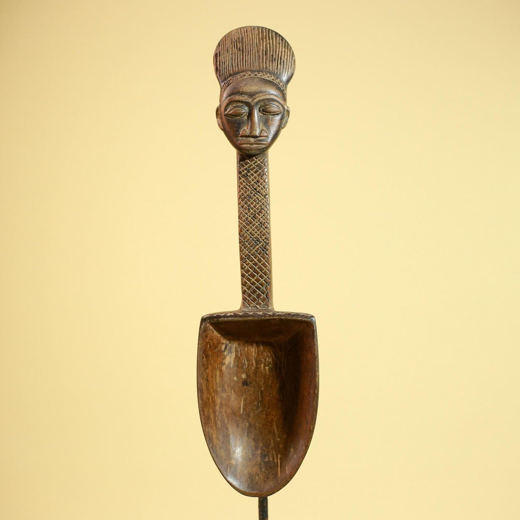 Baule Ritual Spoon African Wooden Ladle Côte d’Ivoire Tribal Art Sculpture-G5877