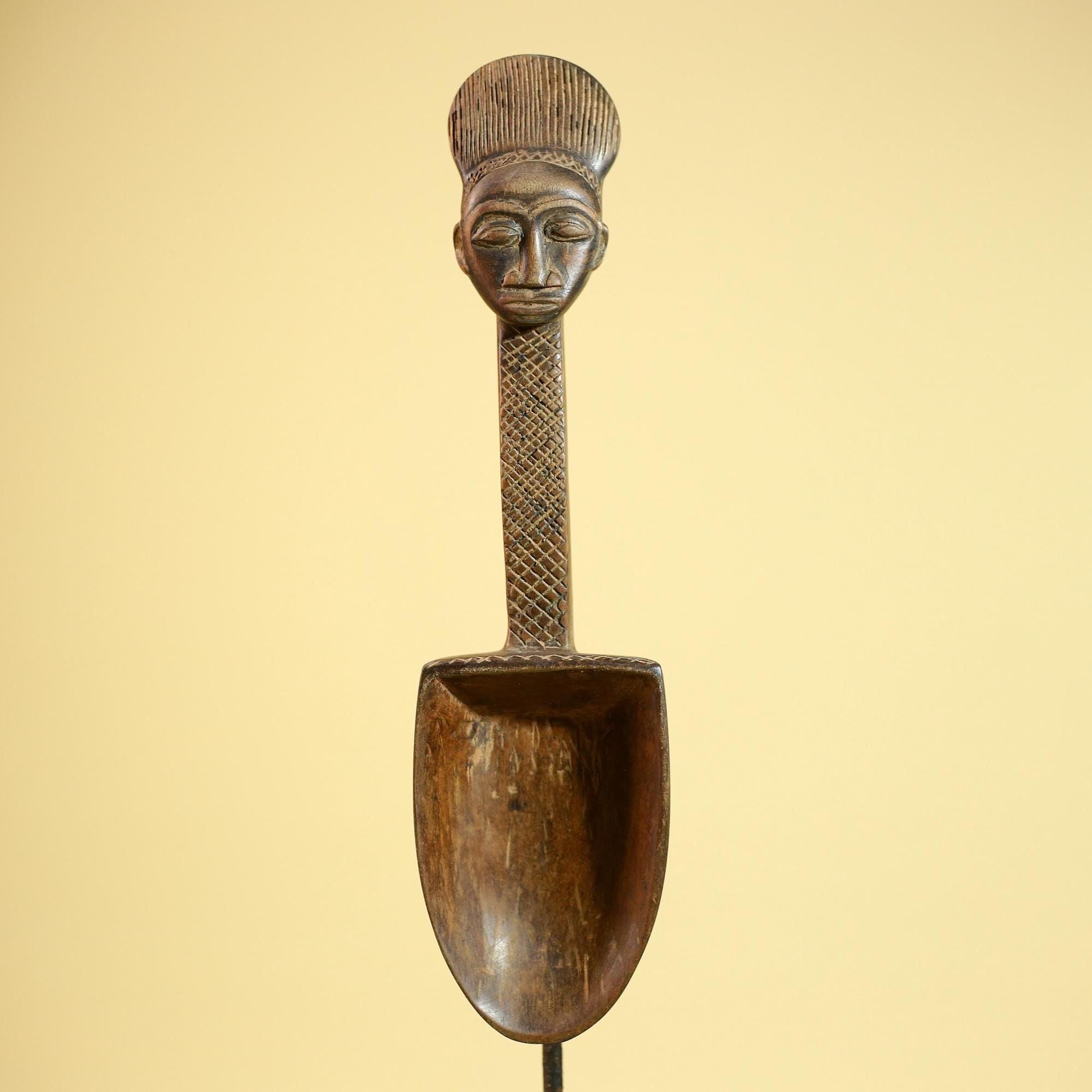 Baule Ritual Spoon African Wooden Ladle Côte d’Ivoire Tribal Art Sculpture-G5877