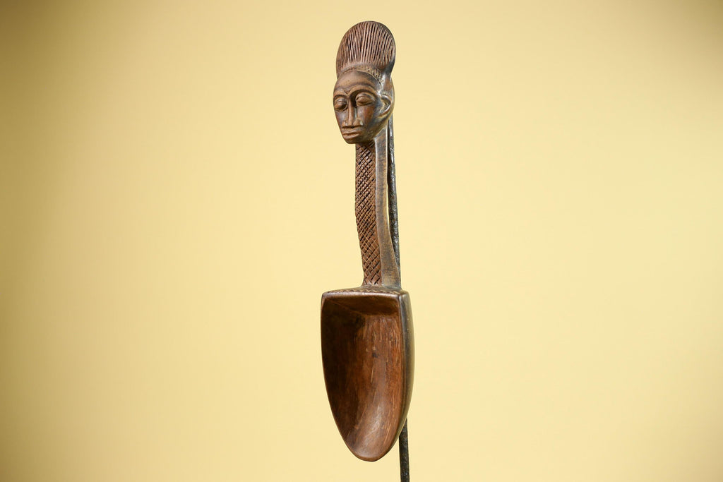 Baule Ritual Spoon African Wooden Ladle Côte d’Ivoire Tribal Art Sculpture-G5877
