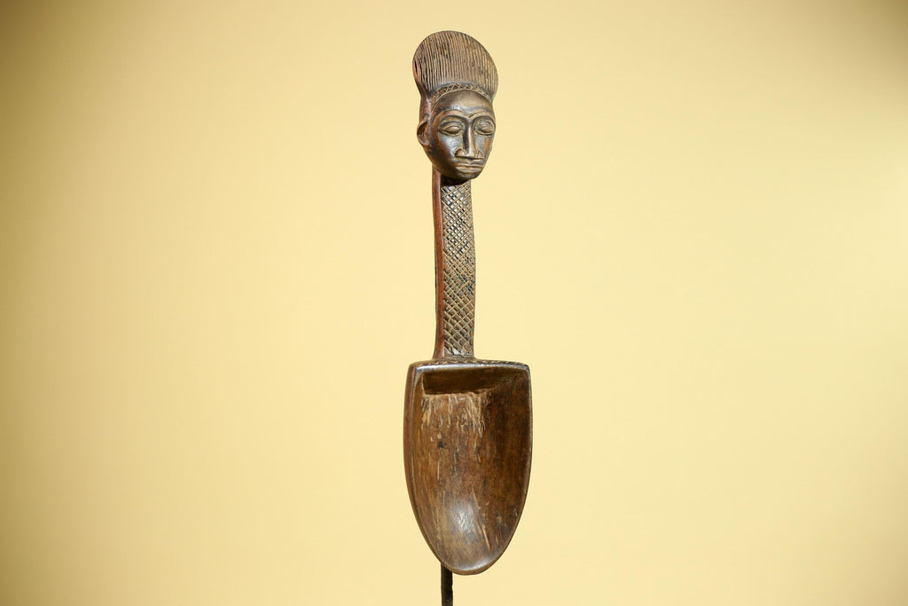 Baule Ritual Spoon African Wooden Ladle Côte d’Ivoire Tribal Art Sculpture-G5877
