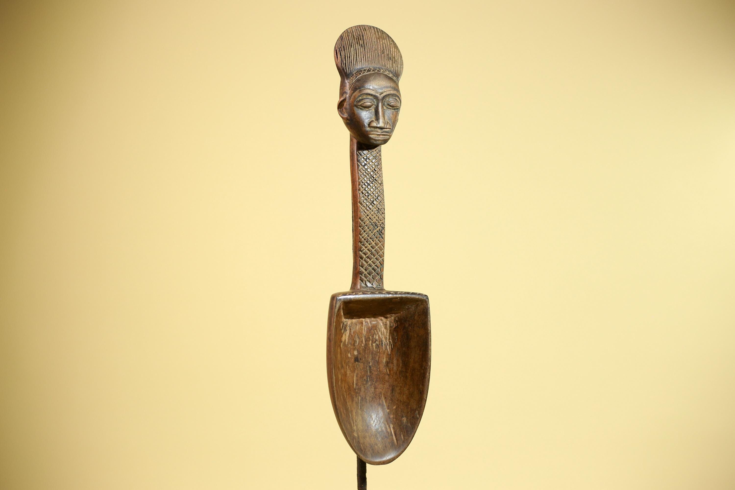 Baule Ritual Spoon African Wooden Ladle Côte d’Ivoire Tribal Art Sculpture-G5877