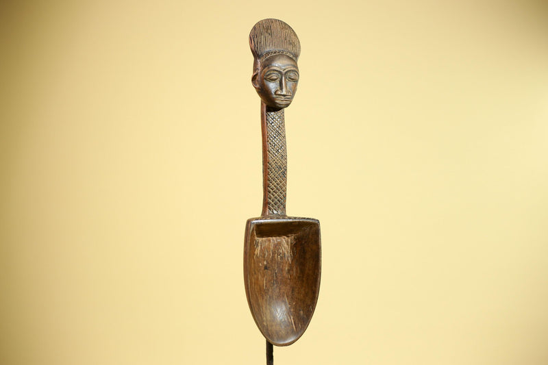 Baule Ritual Spoon African Wooden Ladle Côte d’Ivoire Tribal Art Sculpture-G5877