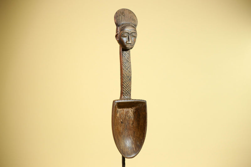 Baule Ritual Spoon African Wooden Ladle Côte d’Ivoire Tribal Art Sculpture-G5877