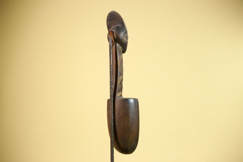 African Wooden Spoon Baule Côte d’Ivoire Tribal Art Hand-Carved Sculpture-G5878