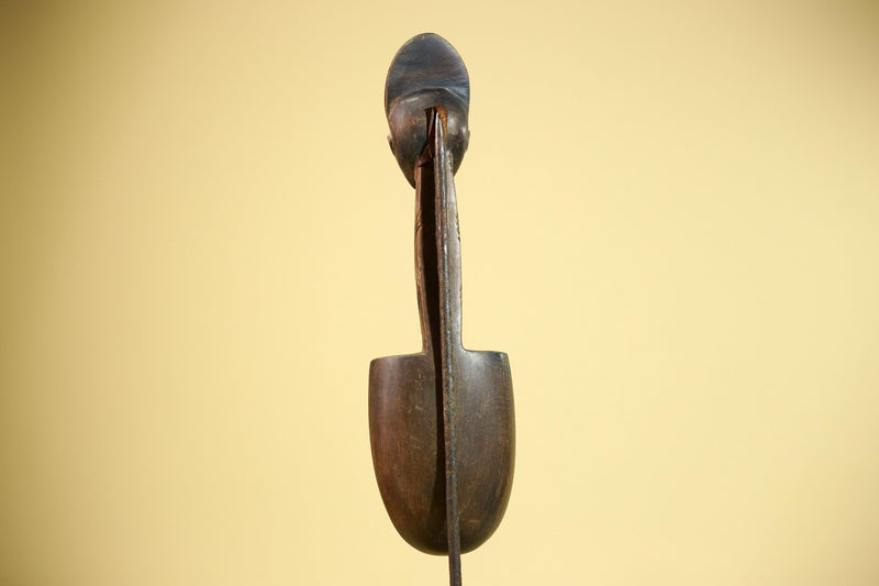 African Wooden Spoon Baule Côte d’Ivoire Tribal Art Hand-Carved Sculpture-G5878