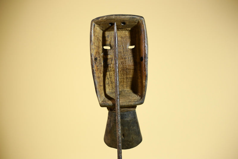 Hand-Carved Dan Tribal Mask: Liberian Wood Sculpture with Raffia-G5879