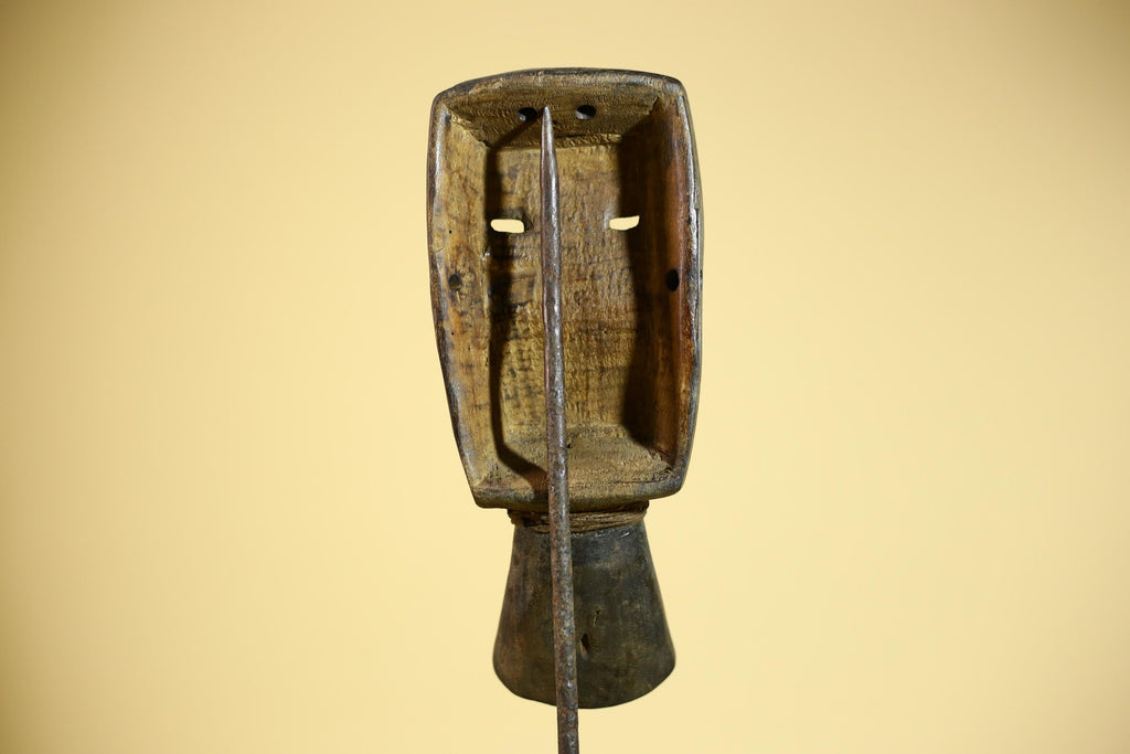 Hand-Carved Dan Tribal Mask: Liberian Wood Sculpture with Raffia-G5879
