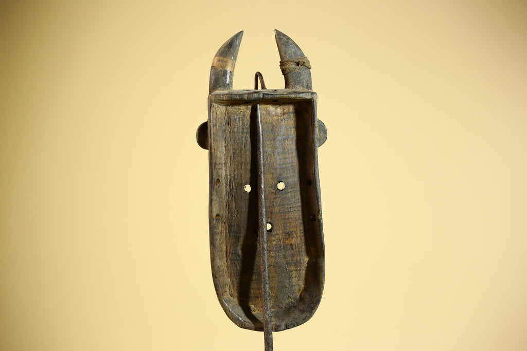 African Toma Mask Carved Wood Metal Inlay Guinea Tribal Art Wall Decor-G5880