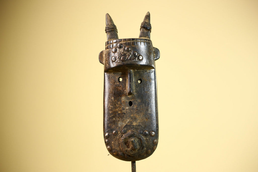 African Dogon Mask Carved Wood Horned Crest West Africa Tribal Art Decor-G5887