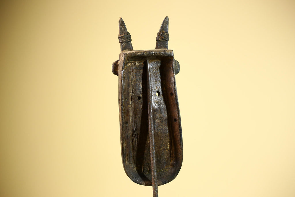 African Dogon Mask Carved Wood Horned Crest West Africa Tribal Art Decor-G5887