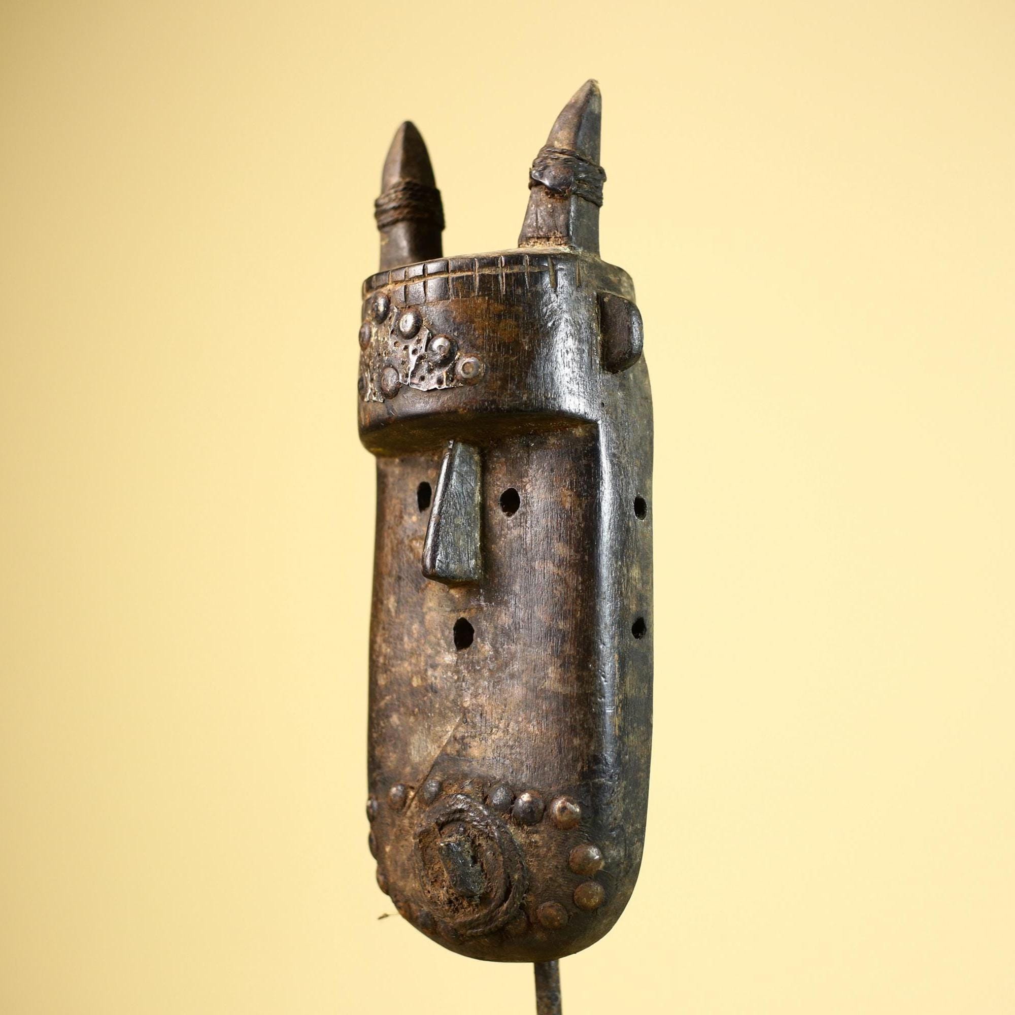 African Dogon Mask Carved Wood Horned Crest West Africa Tribal Art Decor-G5887