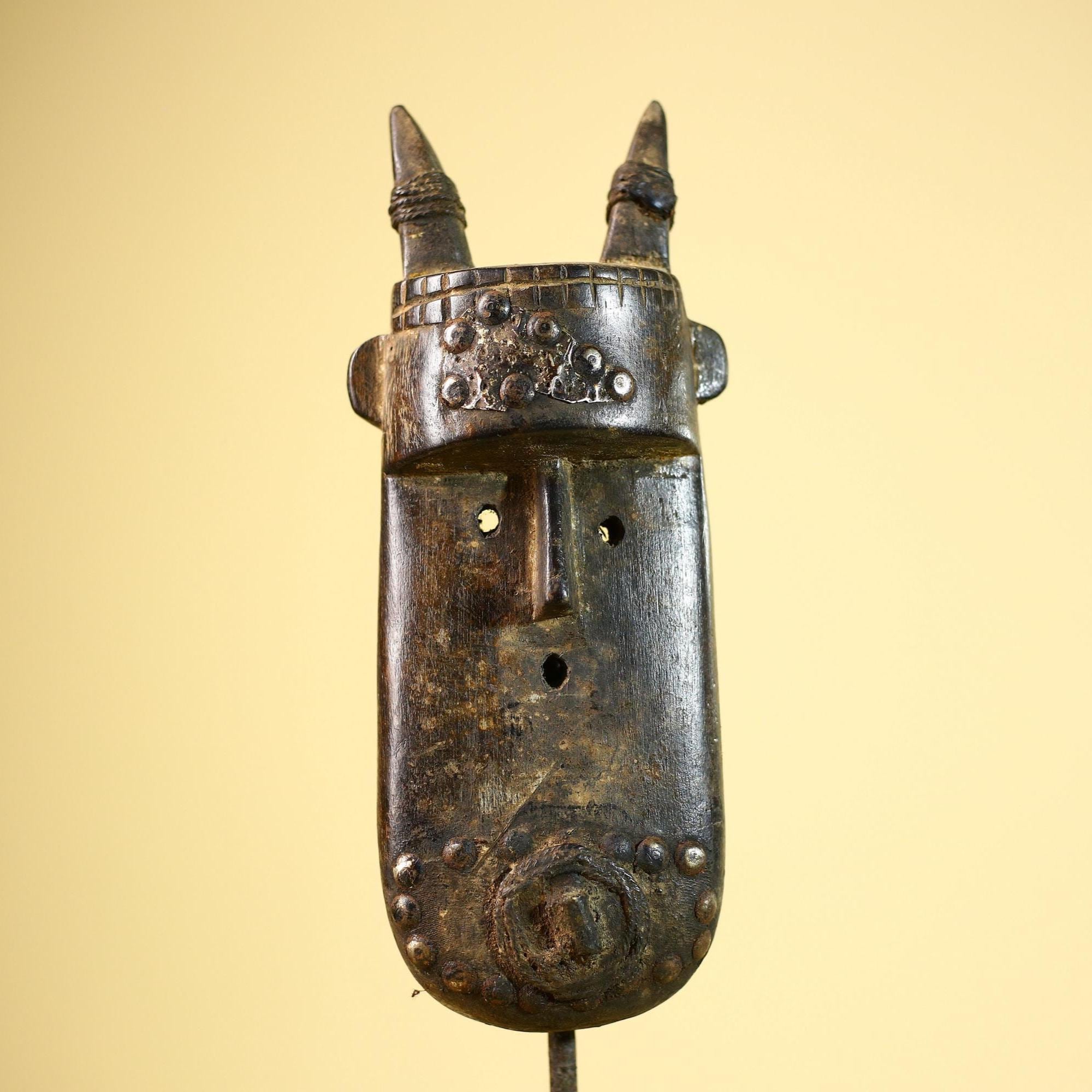 African Dogon Mask Carved Wood Horned Crest West Africa Tribal Art Decor-G5887