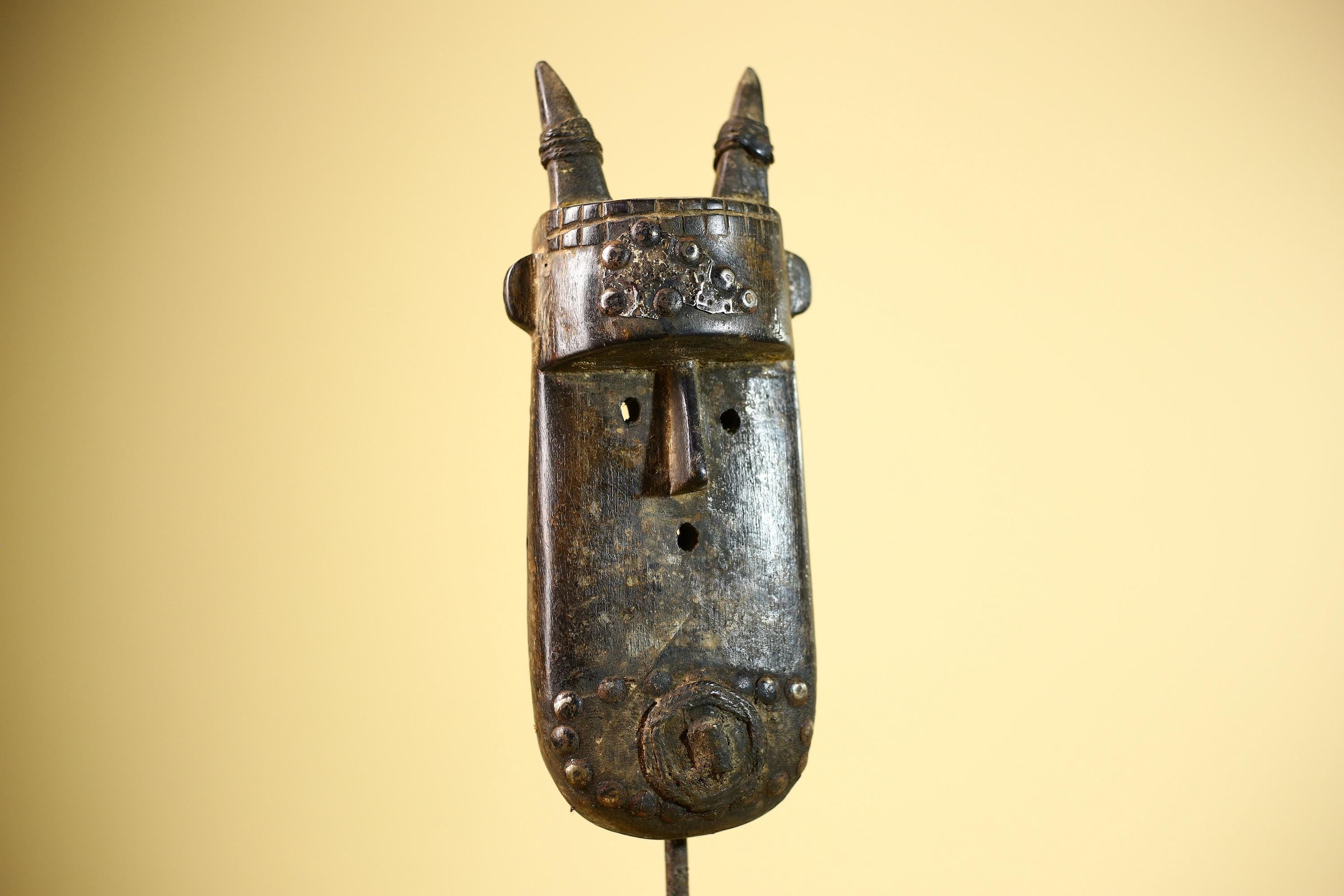 African Dogon Mask Carved Wood Horned Crest West Africa Tribal Art Decor-G5887