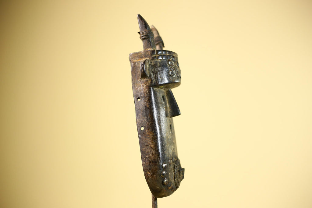 African Dogon Mask Carved Wood Horned Crest West Africa Tribal Art Decor-G5887