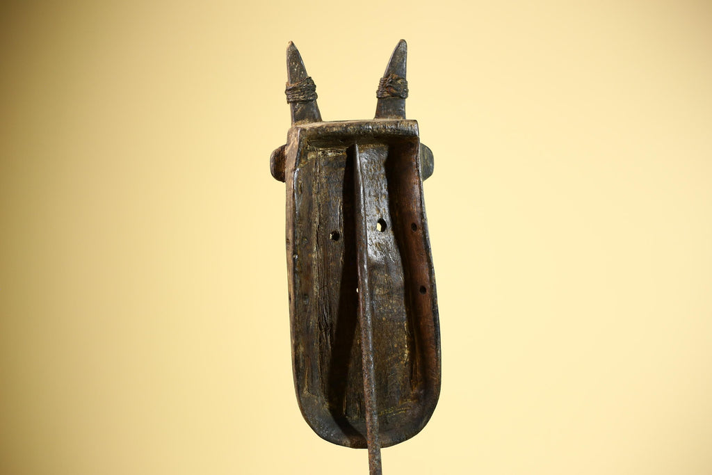 African Dogon Mask Carved Wood Horned Crest West Africa Tribal Art Decor-G5887