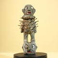 African Nail Statue Carved Wood Ritual Figure on Double Head Congo Art Decor-G5890