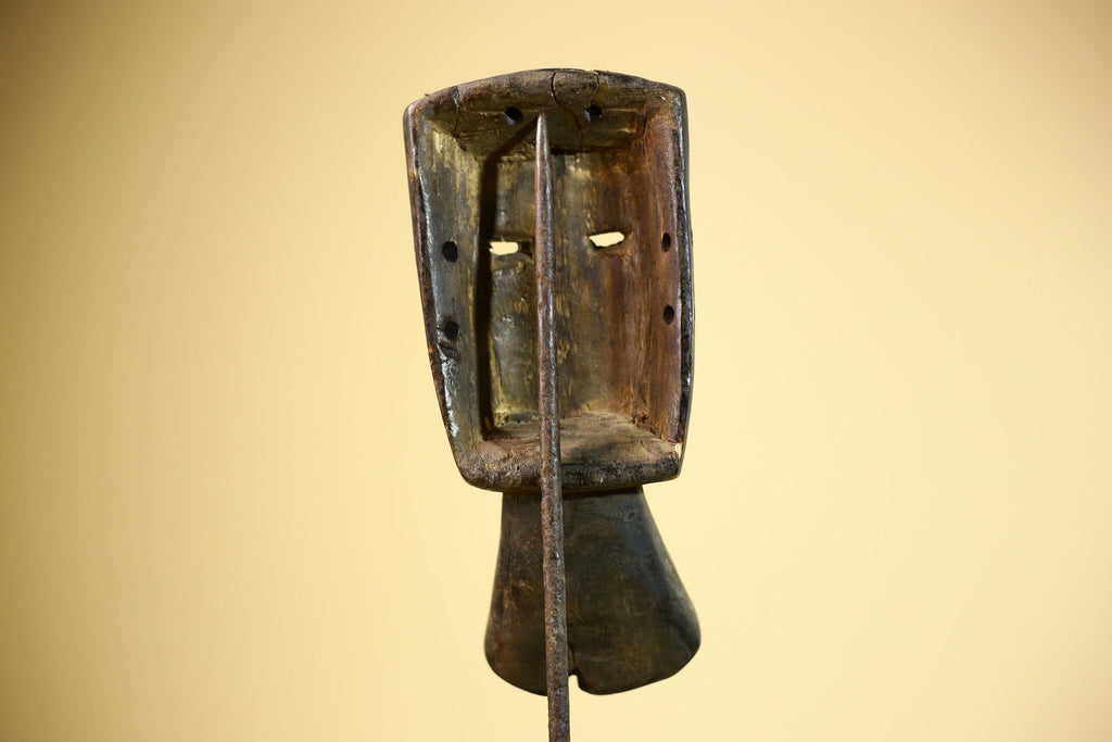 African Tribal Mask Carved Wood Geometric Form West Africa Wall Decor-G5896