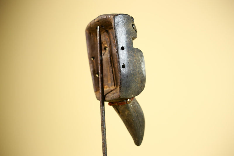 African Dan Mask Bird Beak Brass Inlay Côte d’Ivoire Tribal Wood Art-G5884