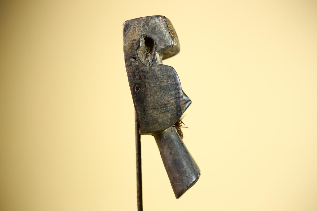 African Dan Mask Double Beak Brass Inlay Côte d’Ivoire Tribal Wood Art-G5885