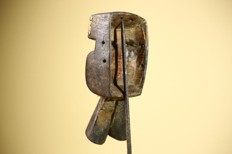 African Dan Mask Double Beak Brass Inlay Côte d’Ivoire Tribal Wood Art-G5885