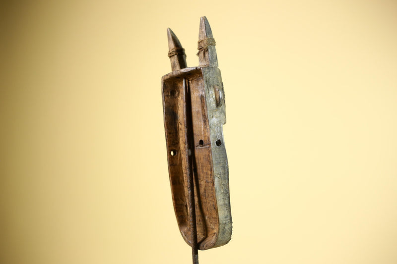 African Dan Mask Double Beak Brass Inlay Côte d’Ivoire Tribal Wood Art-G5886