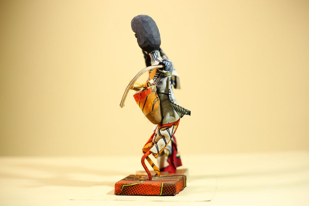 African Folk Art Couple Handmade Wire Wood Fabric Tribal Music Sculpture-G5903