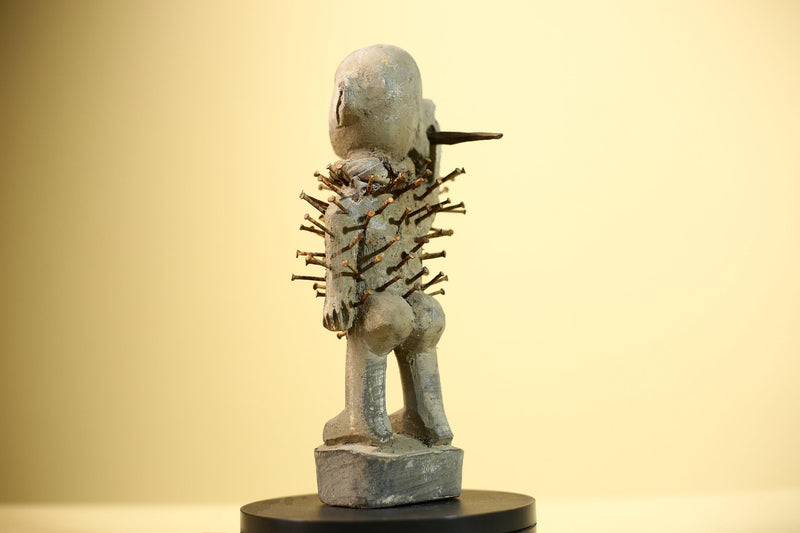 Africa Nkisi Nkondi Statue Carved Wood Nails Congo Tribal Ritual Art Decor-G5901