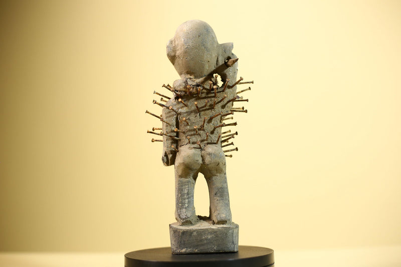 Africa Nkisi Nkondi Statue Carved Wood Nails Congo Tribal Ritual Art Decor-G5901