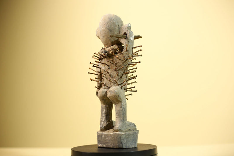 Africa Nkisi Nkondi Statue Carved Wood Nails Congo Tribal Ritual Art Decor-G5901