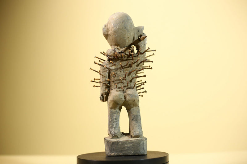 Africa Nkisi Nkondi Statue Carved Wood Nails Congo Tribal Ritual Art Decor-G5901