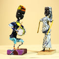 African Tribal Musician and Dancer Statues Handcrafted Cloth Art Home Decor-G5904