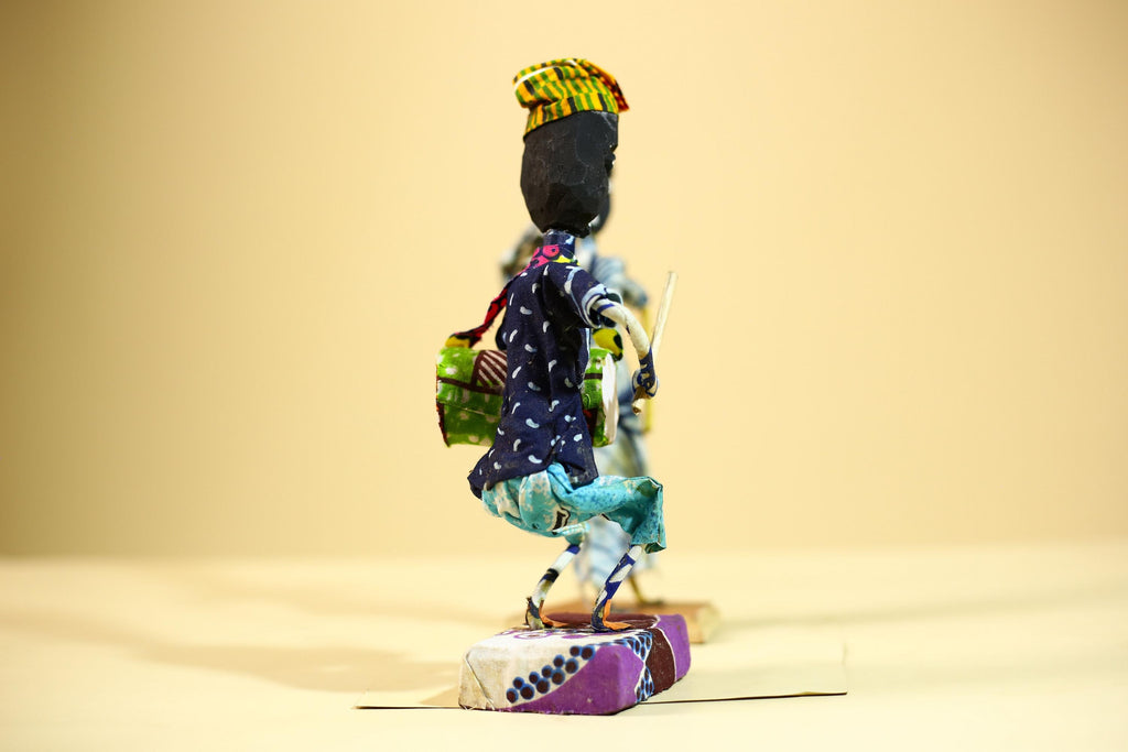 African Tribal Musician and Dancer Statues Handcrafted Cloth Art Home Decor-G5904