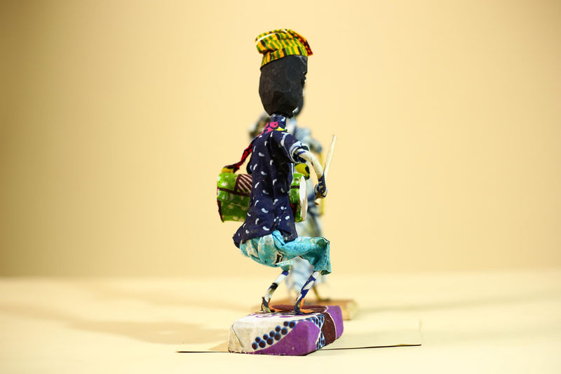 African Tribal Musician and Dancer Statues Handcrafted Cloth Art Home Decor-G5904