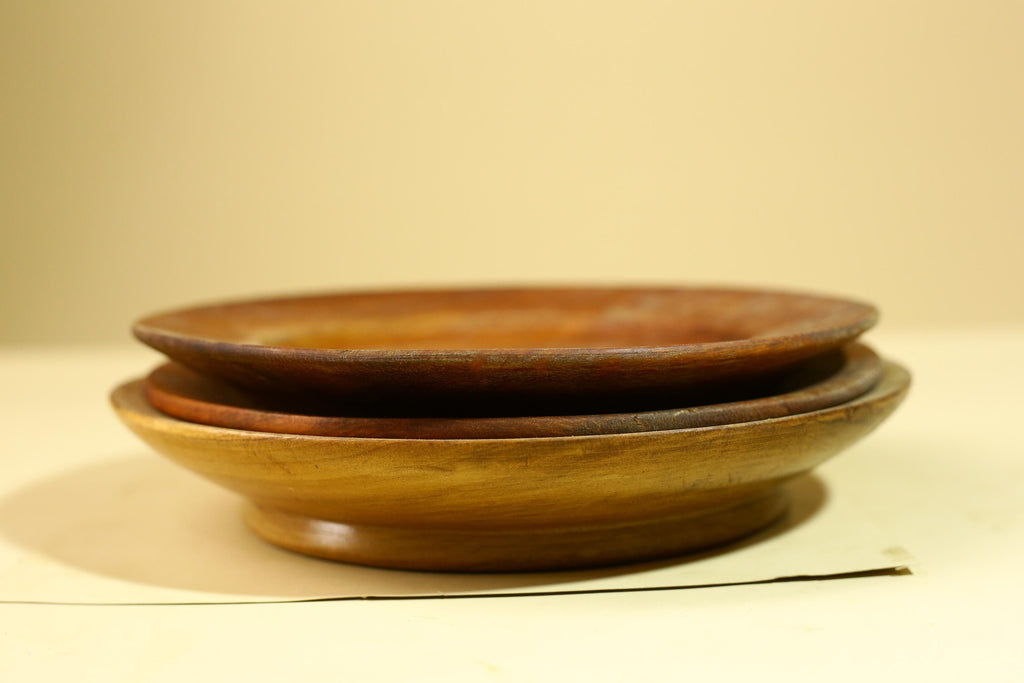 African Handcrafted Wooden Bowls and Plates Set Rustic Tribal Decor-G5908