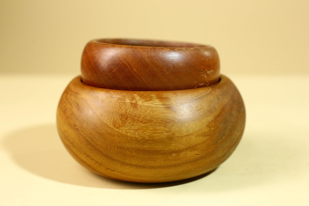 African Tribal Bowl Set Carved Wood Serving Decor West Africa Handmade-G5909