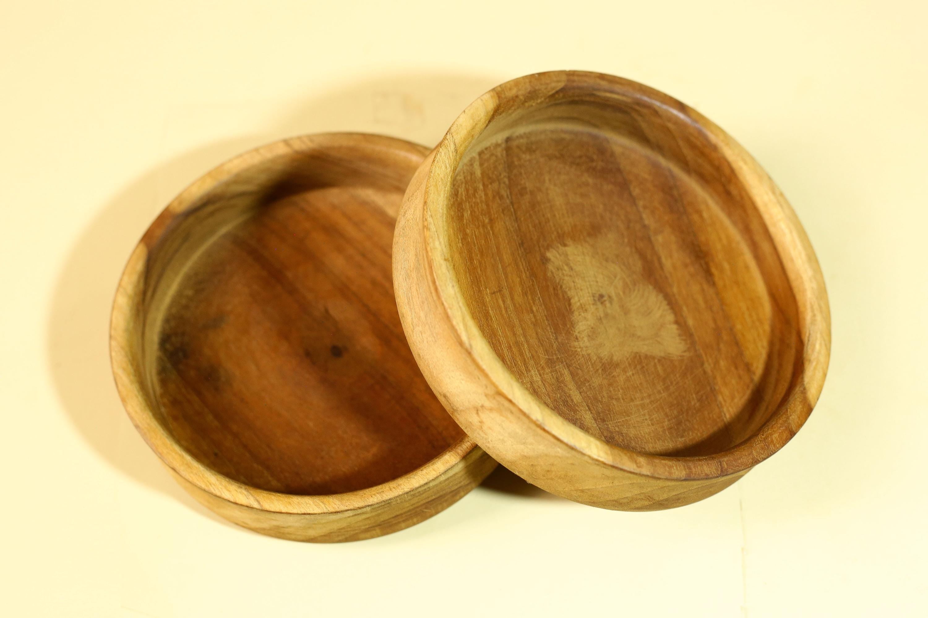 Handmade African Wood Bowl Set Carved Wooden Decor Rustic Kitchen Art-G5910