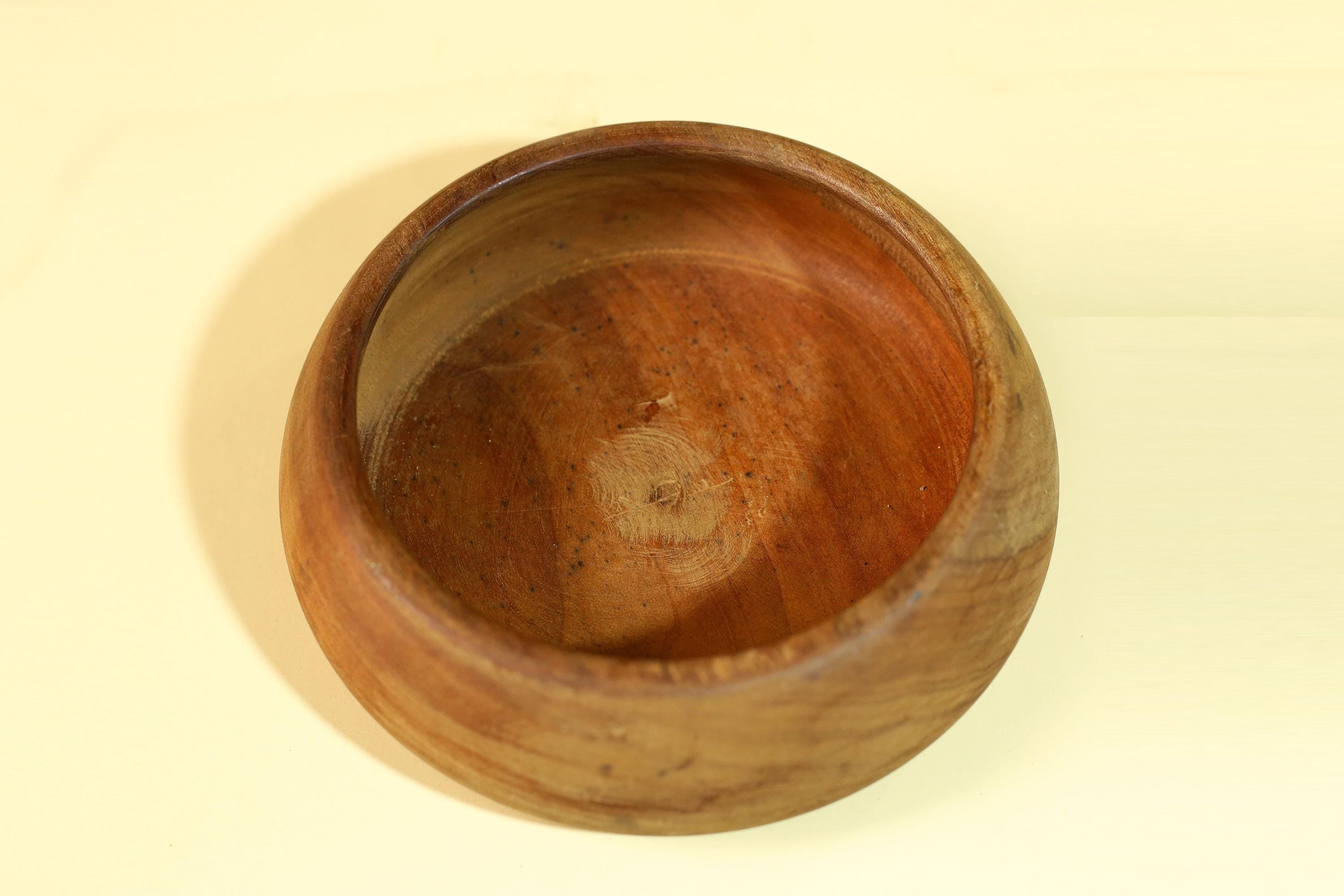 Vintage Carved Wood Bowl Set Rustic Handmade Wooden Kitchen Serving-G5911