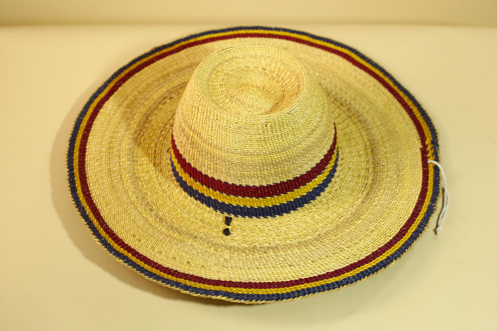African Woven Hat Straw Tribal Sun Hat Handcrafted West Africa Decor-G5913
